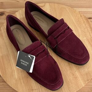 Liz Claiborne Inca Womens Suede Loafers new 7.5M wine
